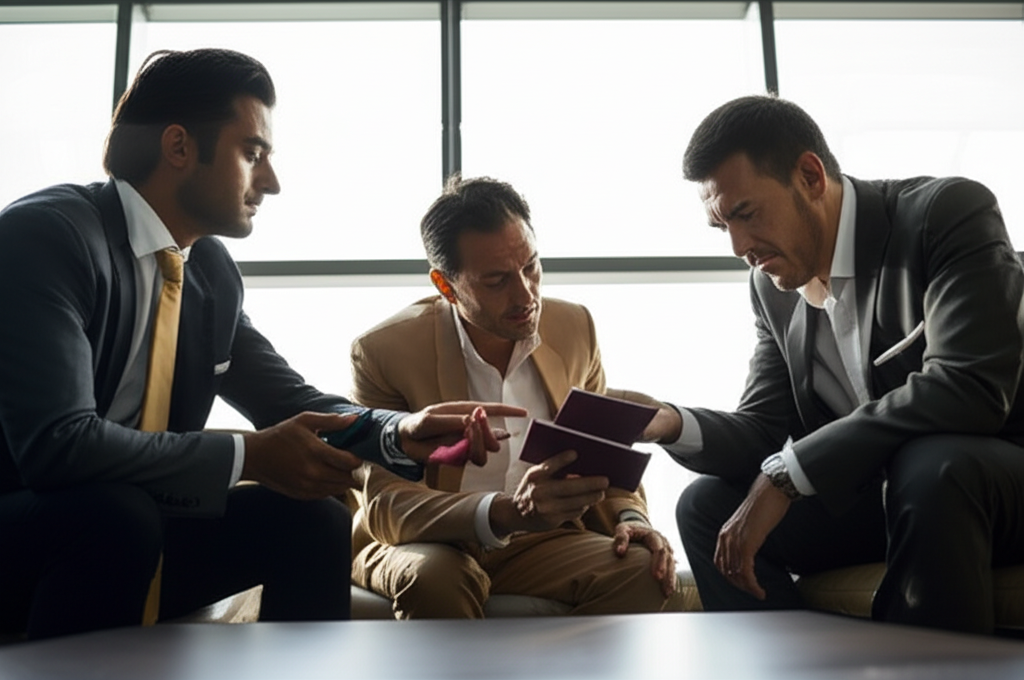 Professional scene representing contingency planning and international mobility